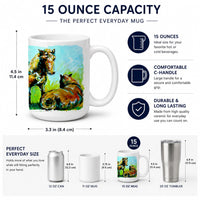 Horse Grazin Ceramic Coffee Mug 15 oz Decorative Large C Handle Mug Cup for Tea, Cocoa Hot Chocolate