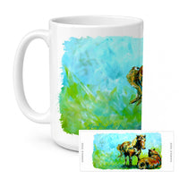 Horse Grazin Ceramic Coffee Mug 15 oz Decorative Large C Handle Mug Cup for Tea, Cocoa Hot Chocolate