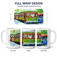 Street Car Ceramic Coffee Mug 15 oz Decorative Large C Handle Mug Cup for Tea, Cocoa Hot Chocolate