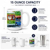 Street Car Ceramic Coffee Mug 15 oz Decorative Large C Handle Mug Cup for Tea, Cocoa Hot Chocolate