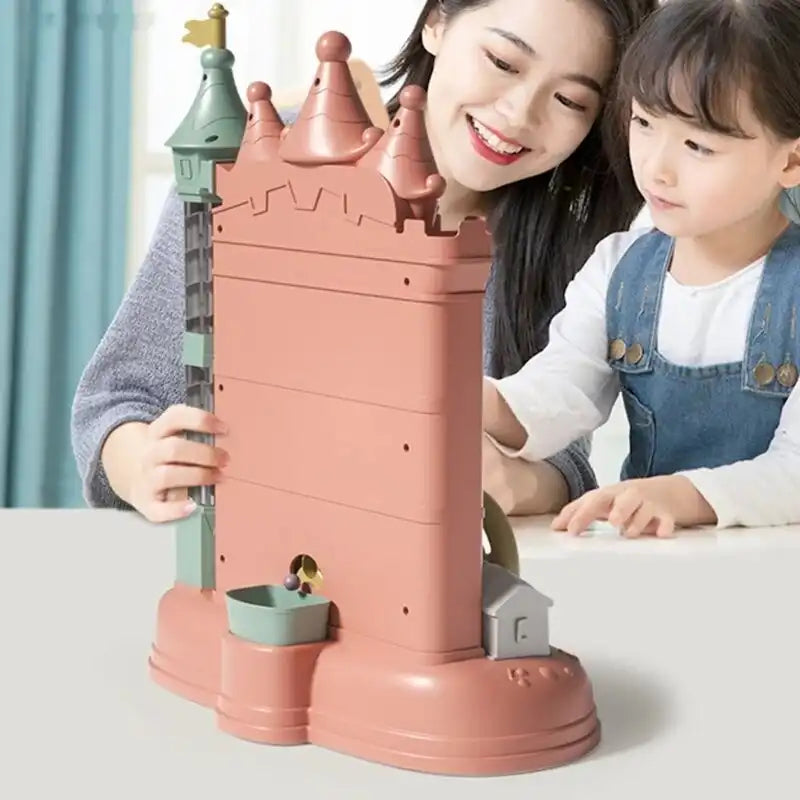 MEACAOFG Kids Fun Cartoon Castle Electric Game Machine Desk for Family Party Interactive Tracking Ball Maze Educational Toy for Children