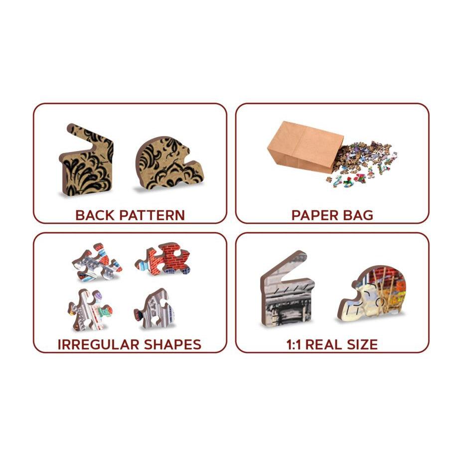 Main Street 400 Piece Wood Jigsaw Puzzle Wooden City