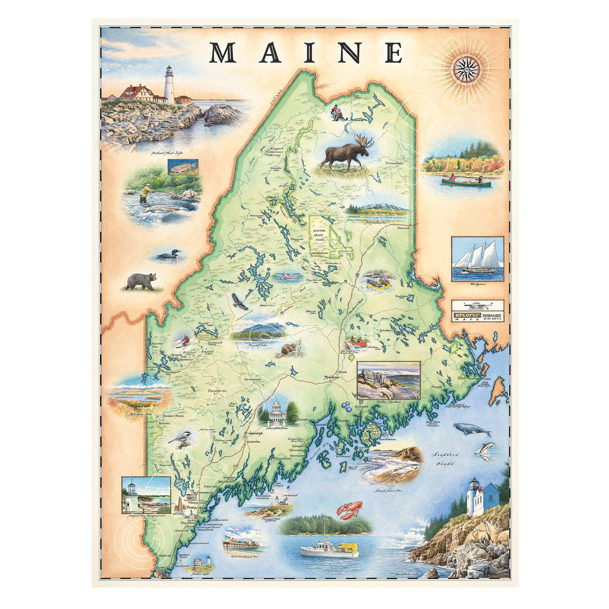 Maine 1000 Piece Jigsaw Puzzle Xplorer Maps - BIG FRENCHIES