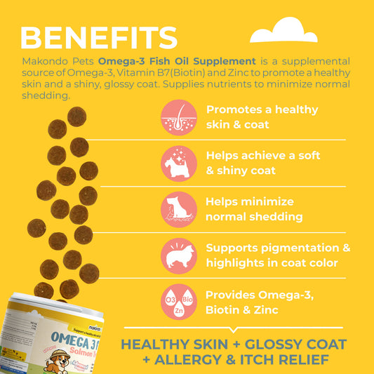 Omega 3 for Dogs - Salmon Oil - 120 Soft Chews - BIG FRENCHIES