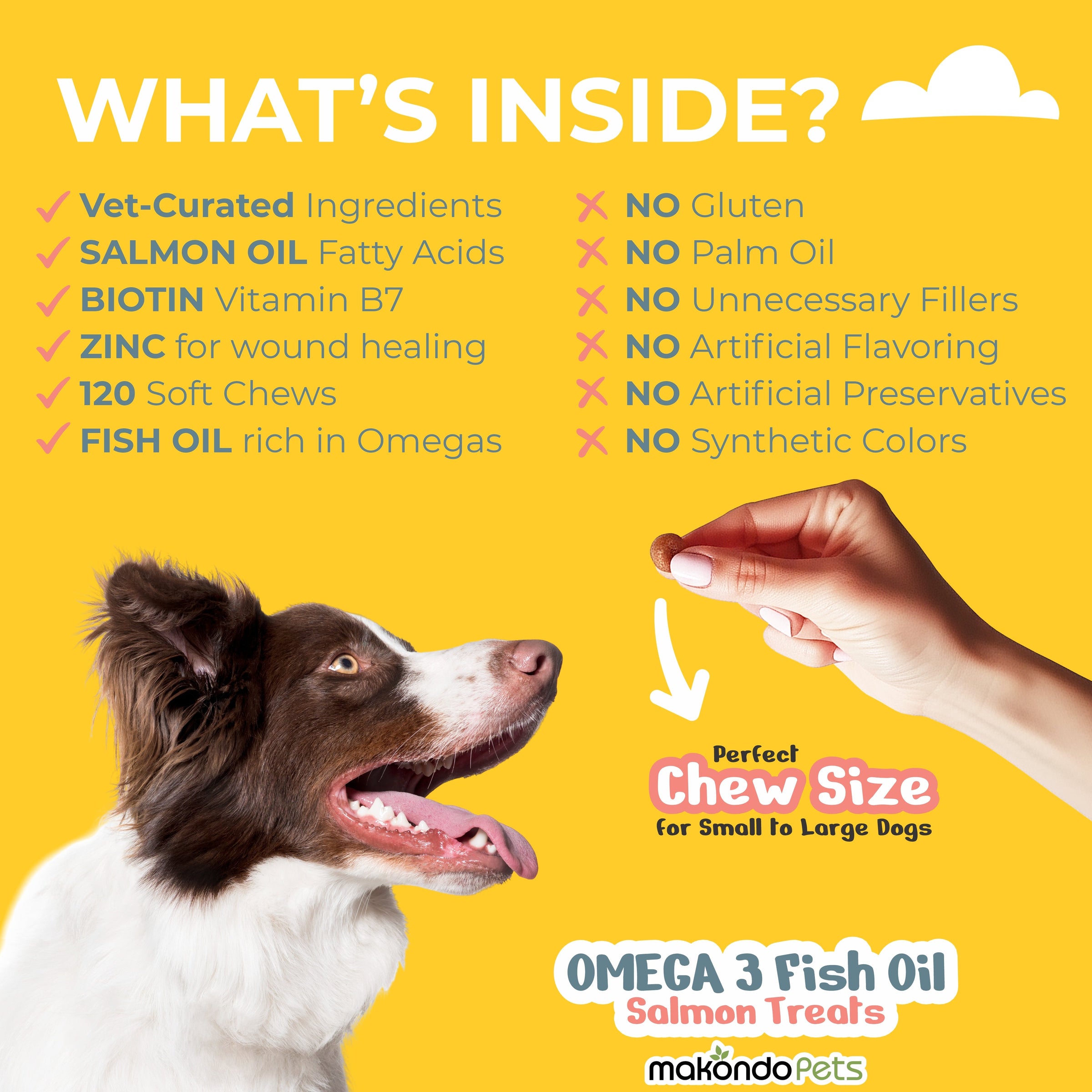 Omega 3 for Dogs - Salmon Oil - 120 Soft Chews - BIG FRENCHIES