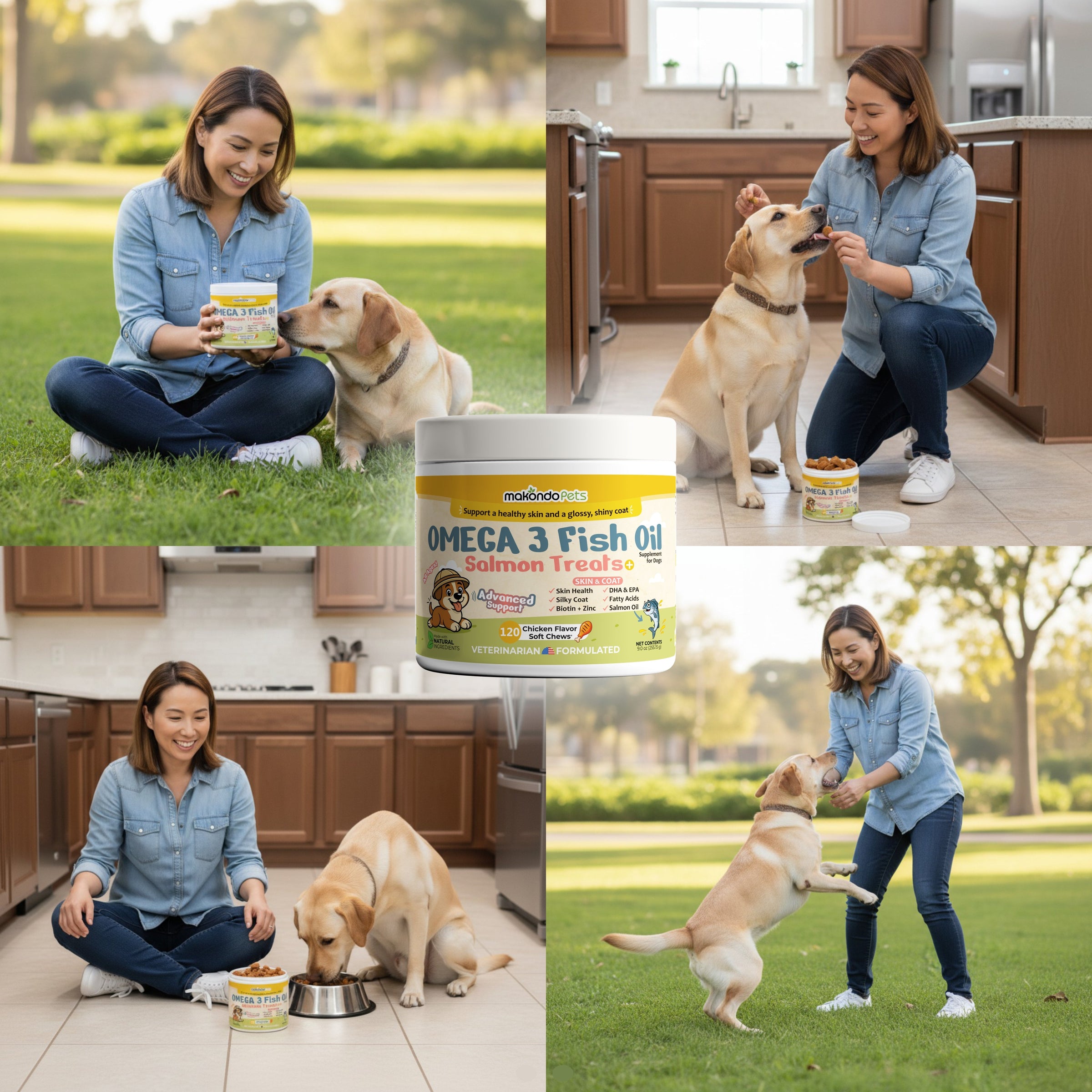 Omega 3 for Dogs - Salmon Oil - 120 Soft Chews - BIG FRENCHIES