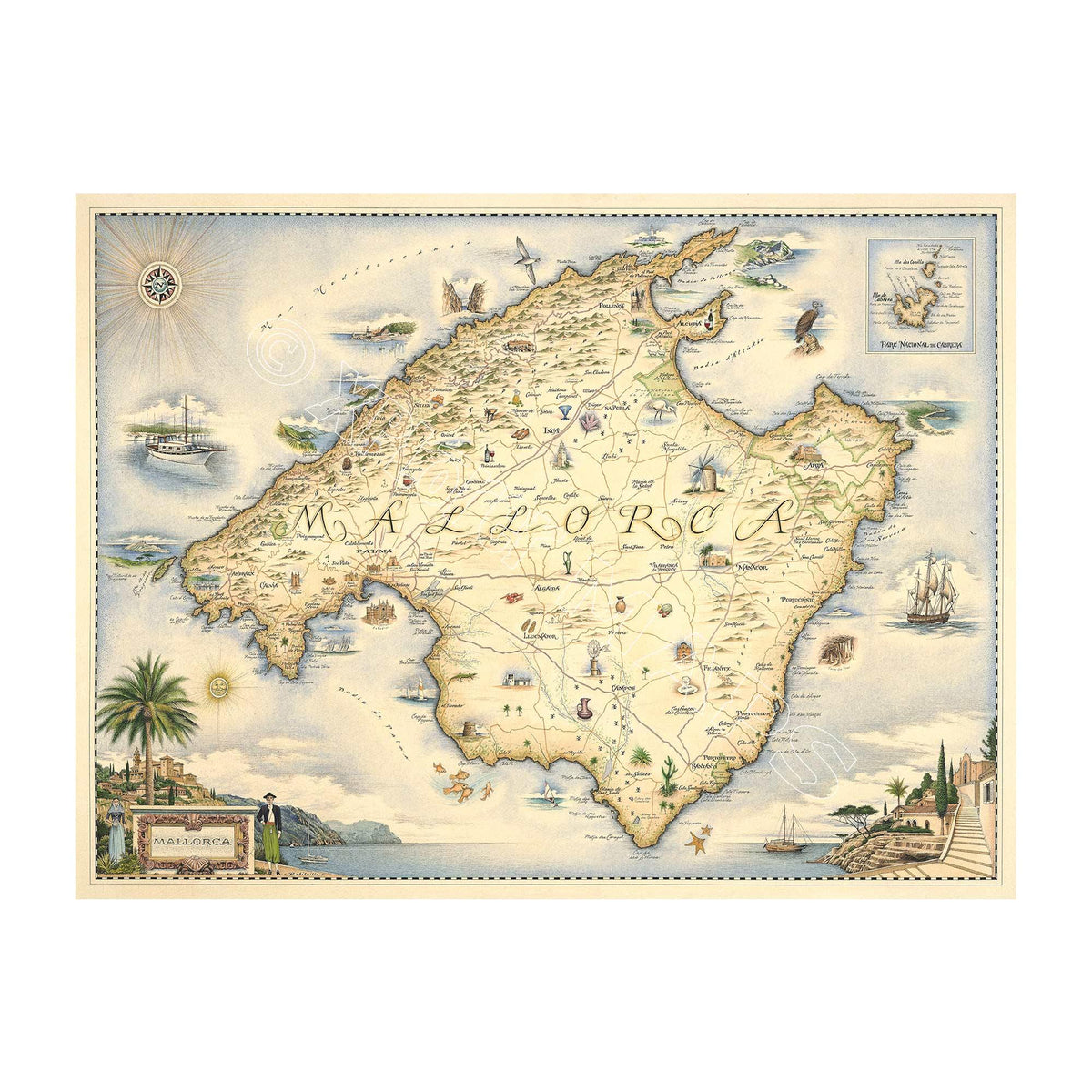 Mallorca 1000 Piece Jigsaw Puzzle Xplorer Maps - BIG FRENCHIES