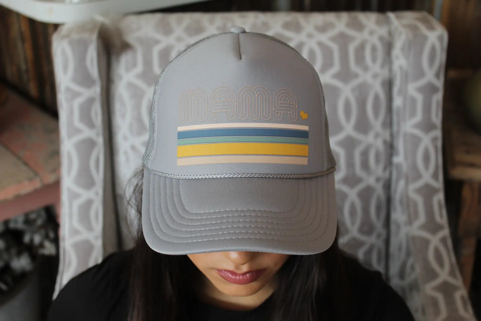 Mama Striped Foam Trucker