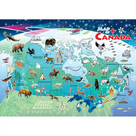 Map of Canada 35 Piece Tray Jigsaw Puzzle Cobble Hill - BIG FRENCHIES