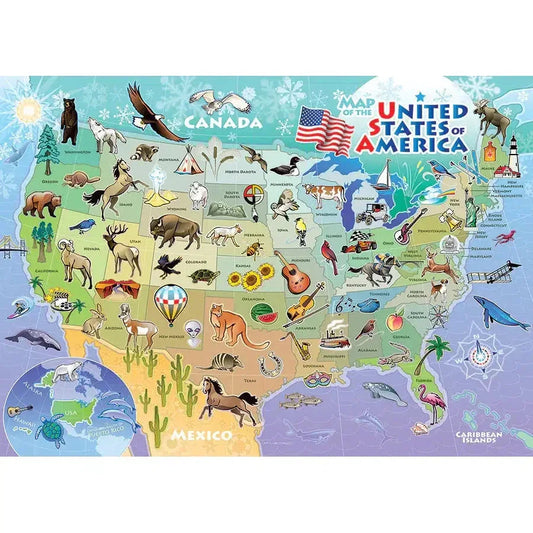 Map of the USA 35 Piece Tray Jigsaw Puzzle Cobble Hill - BIG FRENCHIES