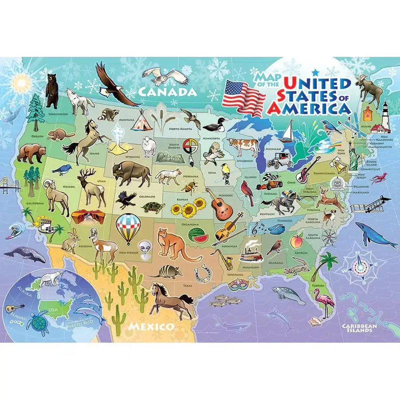 Map of the USA 35 Piece Tray Jigsaw Puzzle Cobble Hill - BIG FRENCHIES