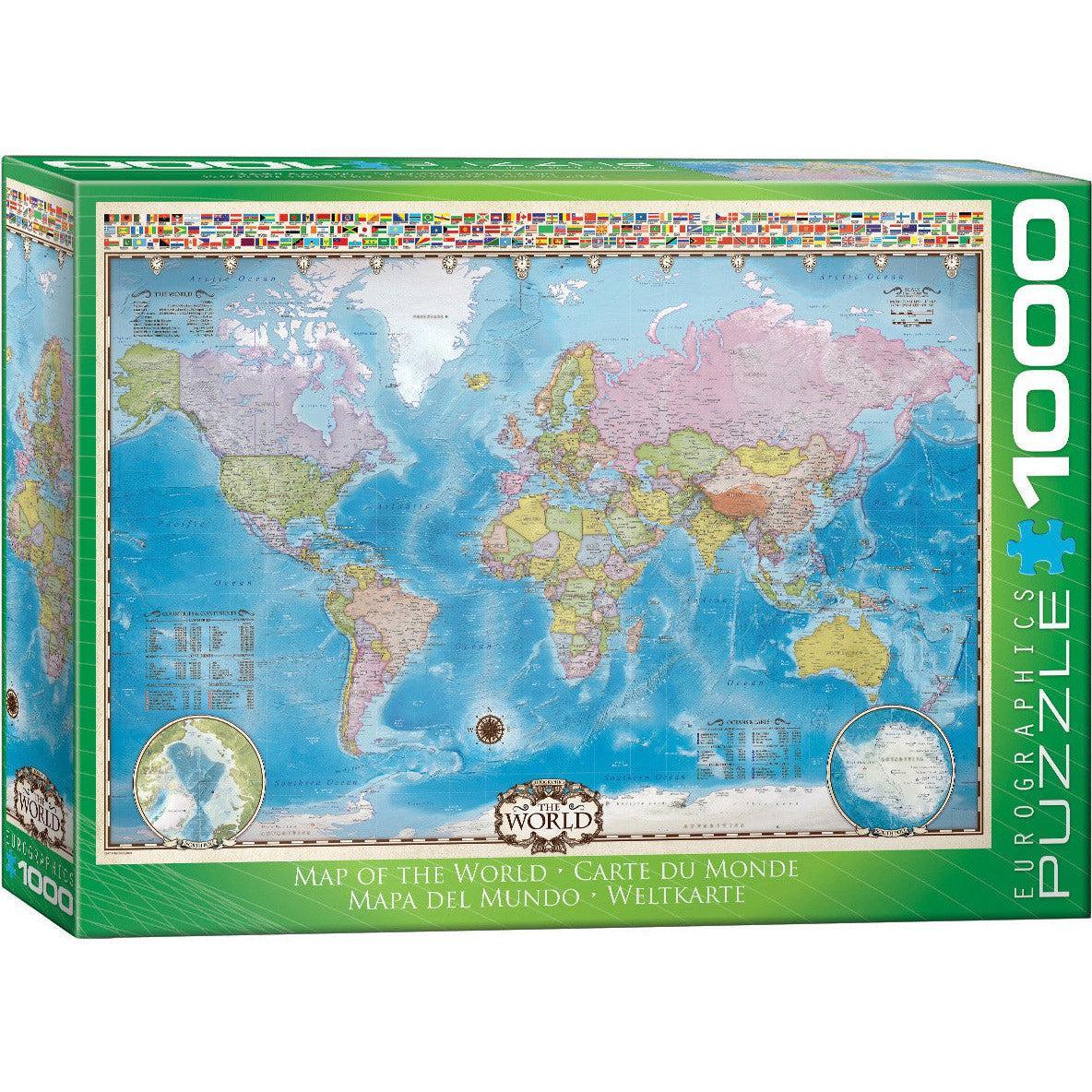 Map of the World 1000 Piece Jigsaw Puzzle Eurographics - BIG FRENCHIES