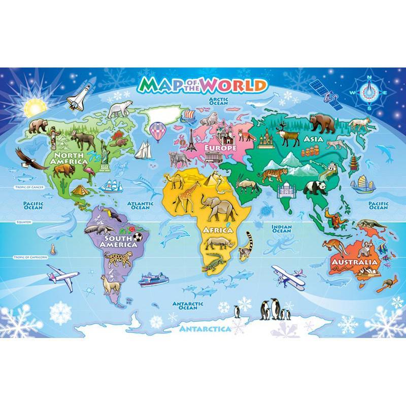 Map of the World 48 Piece Floor Jigsaw Puzzle Cobble Hill - BIG FRENCHIES