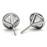 3.00 CTW Lab Grown Diamond Bezel Martini Stud Earrings in 14K White or Yellow Gold