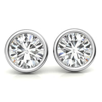 3.00 CTW Lab Grown Diamond Bezel Martini Stud Earrings in 14K White or Yellow Gold