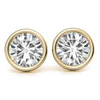 3.00 CTW Lab Grown Diamond Bezel Martini Stud Earrings in 14K White or Yellow Gold