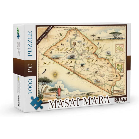 Masai Mara 1000 Piece Jigsaw Puzzle Xplorer Maps - BIG FRENCHIES