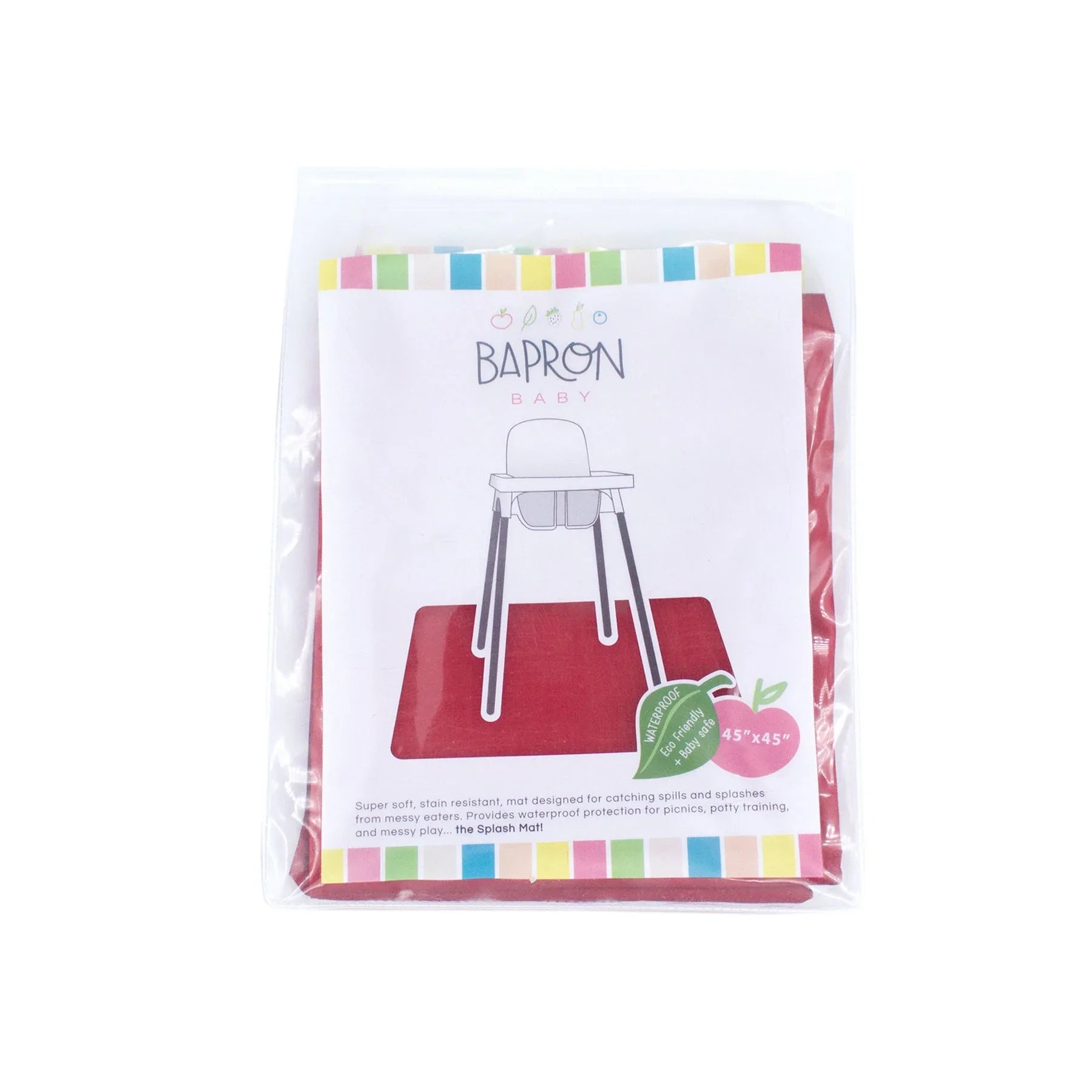Solid Cranberry Minimalist Splash Mat - A Waterproof Catch-All for Highchair Spills and More! - BIG FRENCHIES