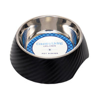 Country Living Set of 2 Round Twill Melamine Dog Bowls with Removable Stainless Steel Inserts – Black - BIG FRENCHIES