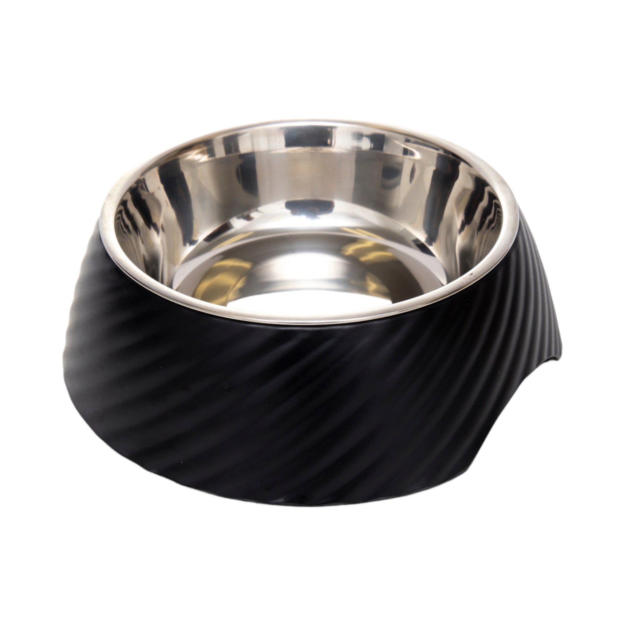 Country Living Set of 2 Round Twill Melamine Dog Bowls with Removable Stainless Steel Inserts – Black - BIG FRENCHIES