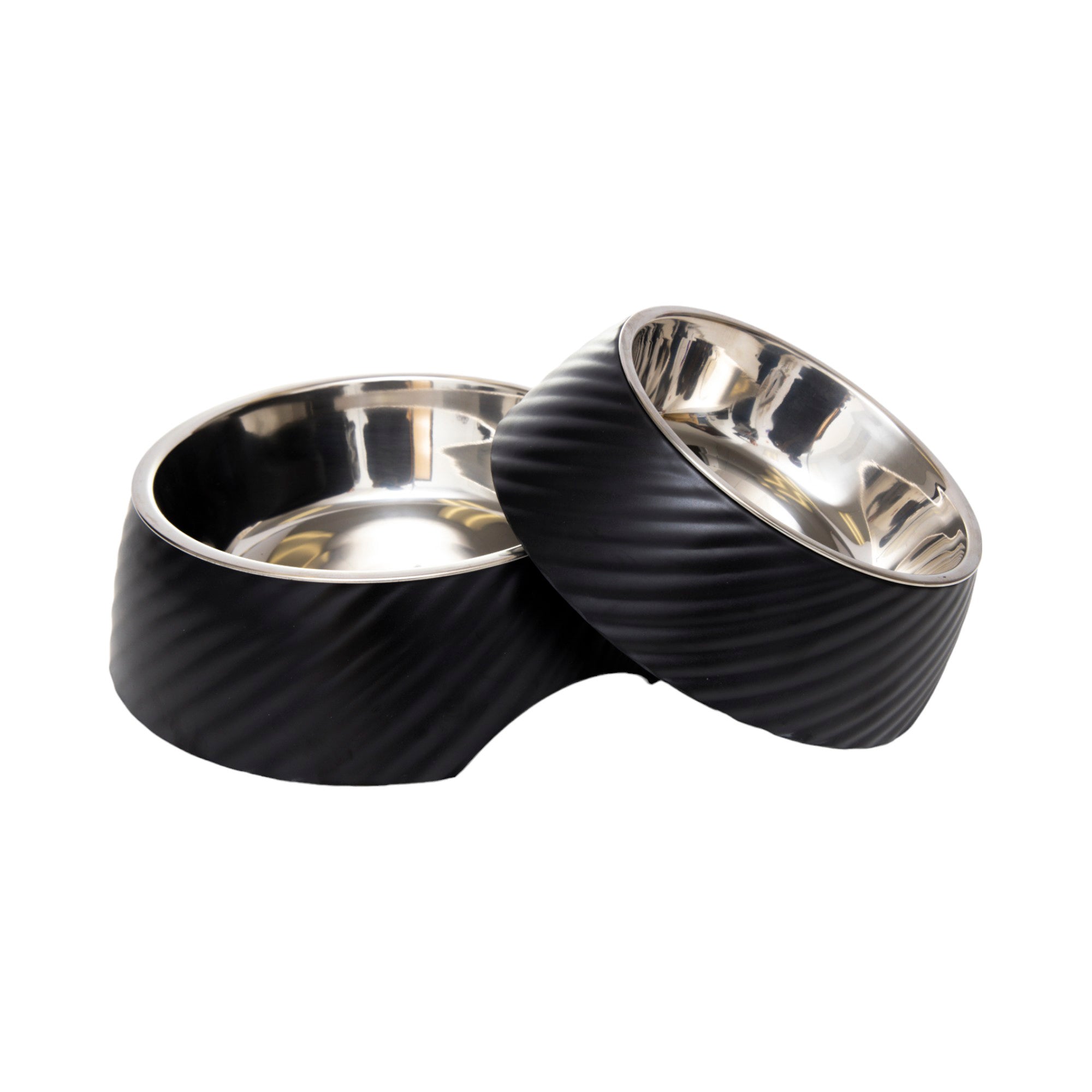 Country Living Set of 2 Round Twill Melamine Dog Bowls with Removable Stainless Steel Inserts – Black - BIG FRENCHIES