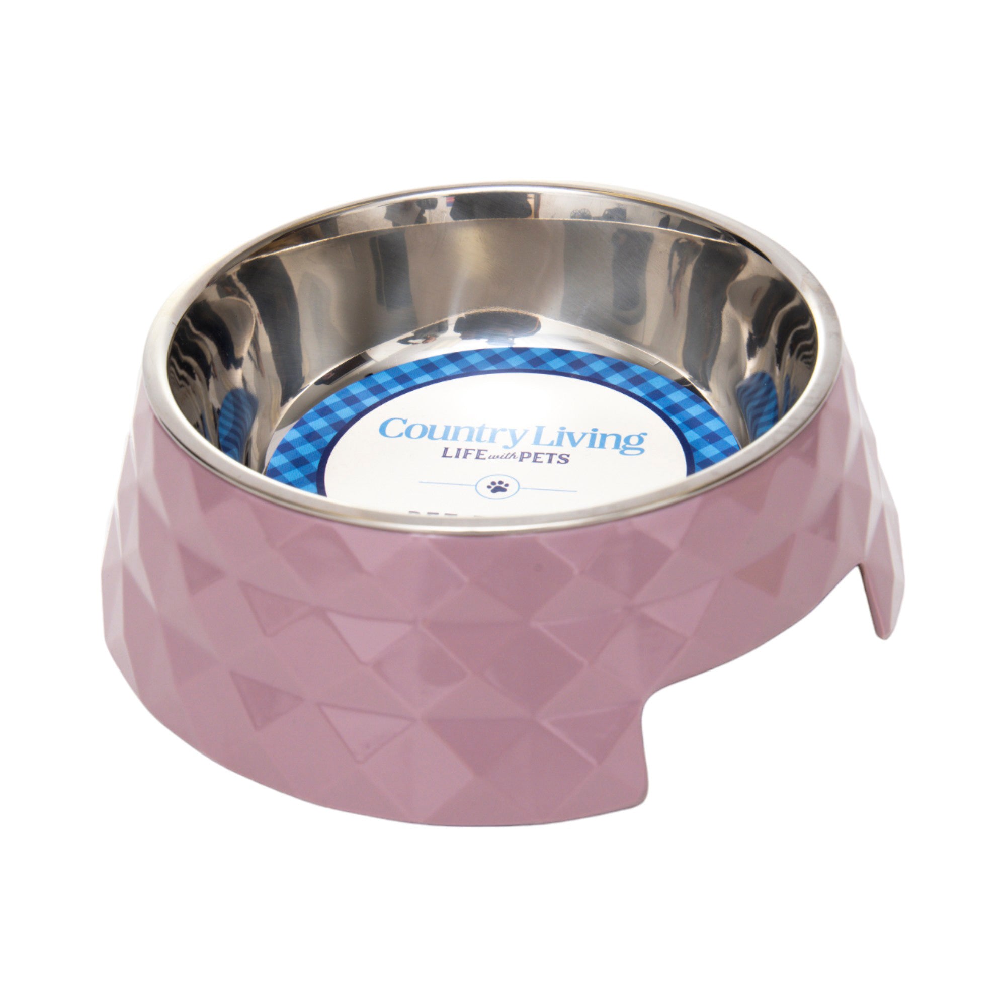 Country Living Set of 2 Diamond Twill Melamine Dog Bowls with Removable Stainless Steel Inserts – Wood Rose - BIG FRENCHIES