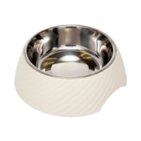 Country Living Set of 2 Round Twill Melamine Dog Bowls with Removable Stainless Steel Inserts – White Swan - BIG FRENCHIES
