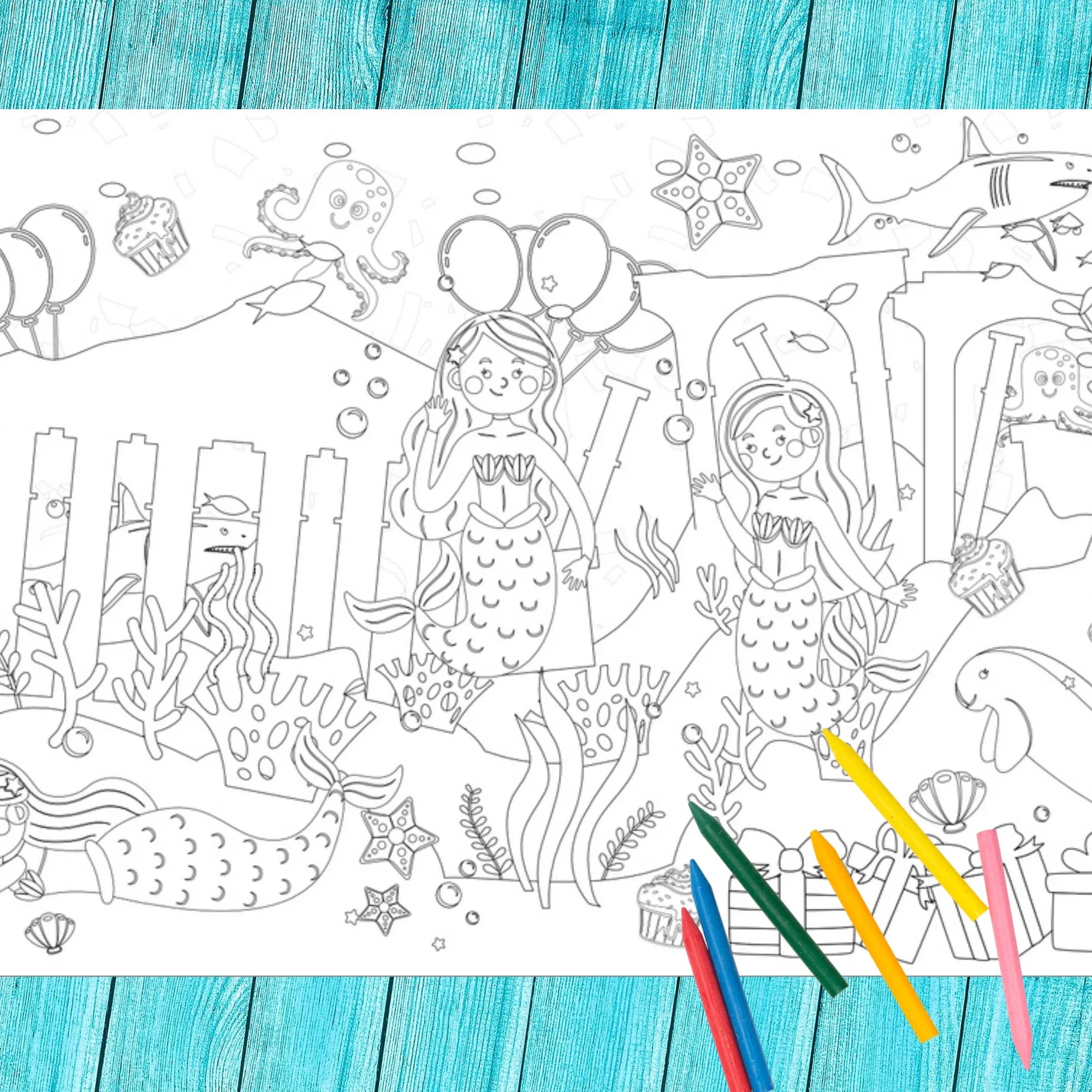 Mermaid Coloring Tablecloth - BIG FRENCHIES