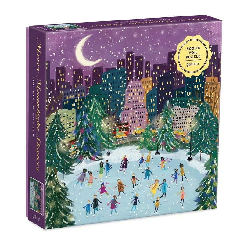 Merry Moonlight Skaters 500 Piece Jigsaw Puzzle Galison - BIG FRENCHIES