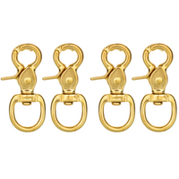 Horse Tack Brass-Plated Trigger Snap Square Eye Snap Loop Eye 2-1/2" 4-Pack