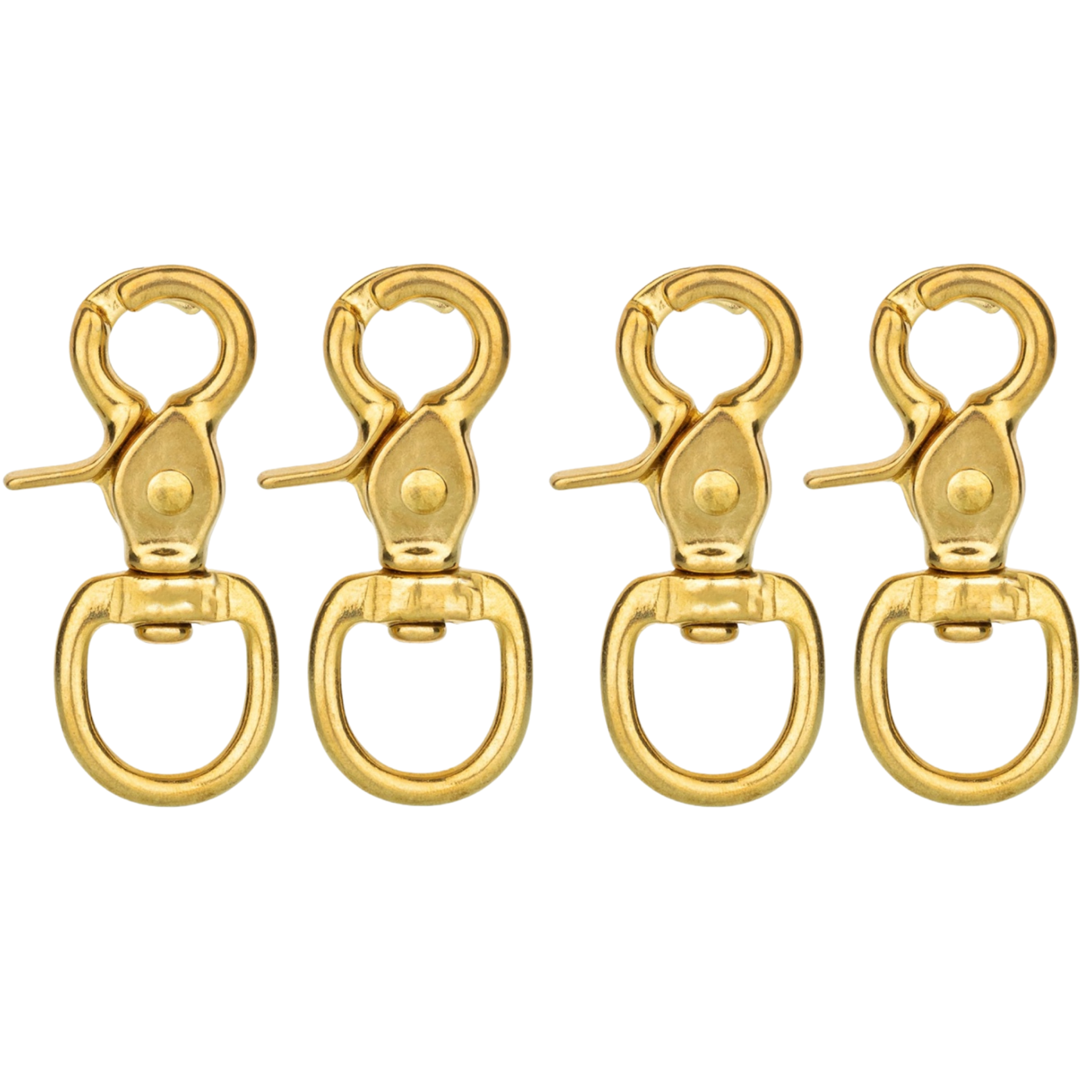 Horse Tack Brass-Plated Trigger Snap Square Eye Snap Loop Eye 2-1/2" 4-Pack