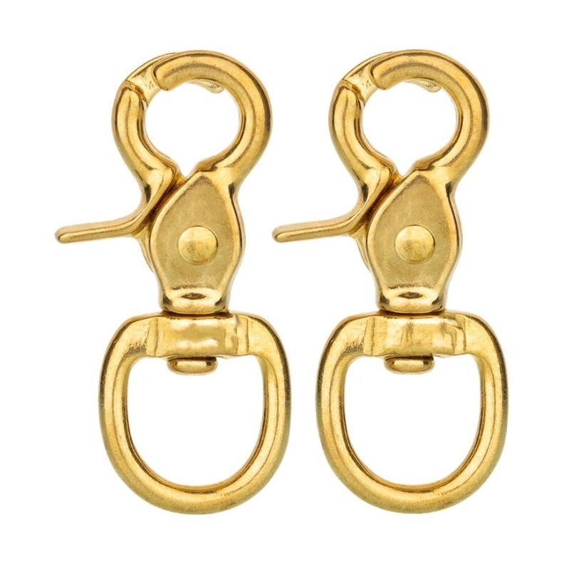 Horse Tack Brass-Plated Trigger Snap Square Eye Snap Loop Eye 2-1/2" 2-Pack