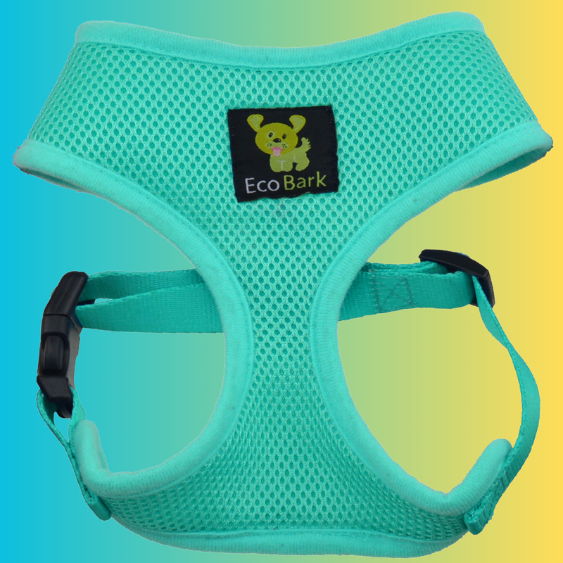EcoBark Mint Turquoise Dog Harness - Over-the-Head Soft Mesh Vest Halter for Small to Medium Dogs - BIG FRENCHIES