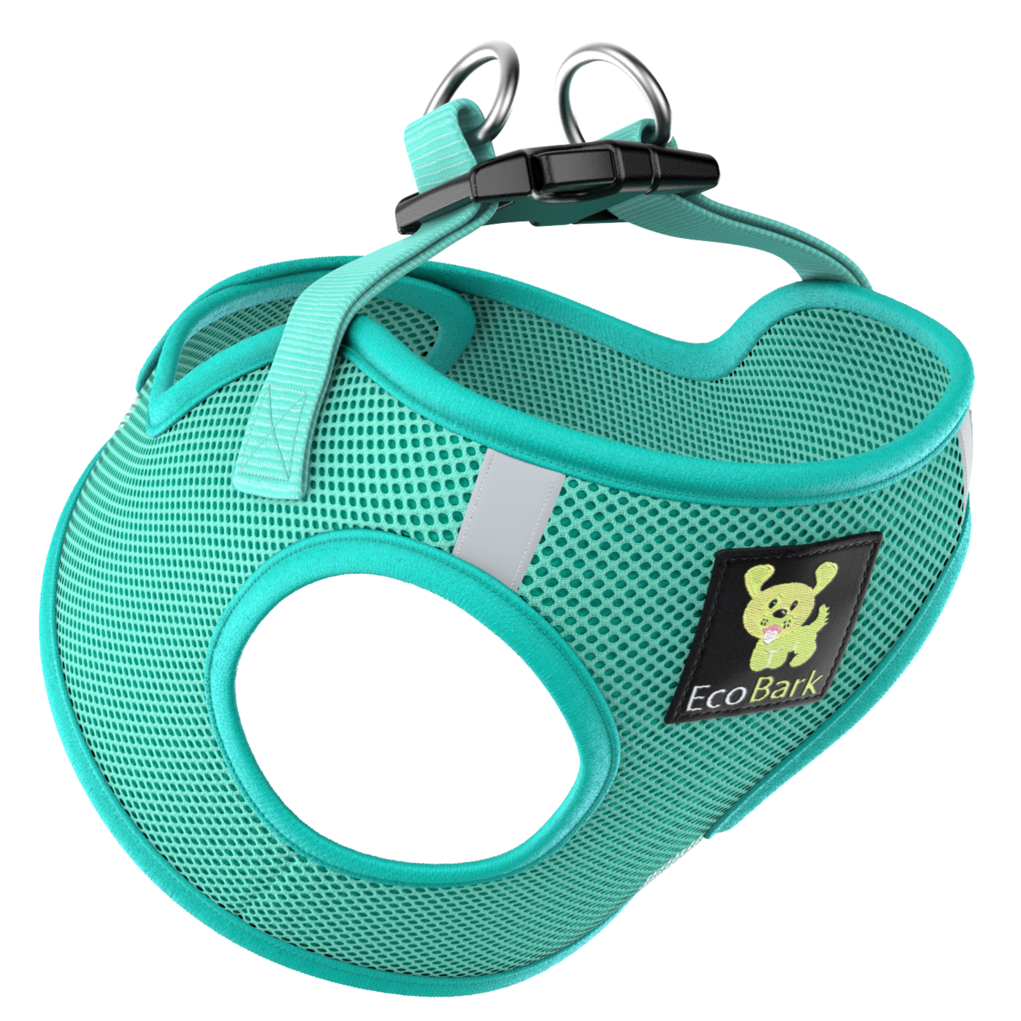 EcoBark Mint Turquoise Step In Dog Harness - Rapid Fastener Reflective Soft Mesh Vest Halter for Puppies and Small Dogs - BIG FRENCHIES