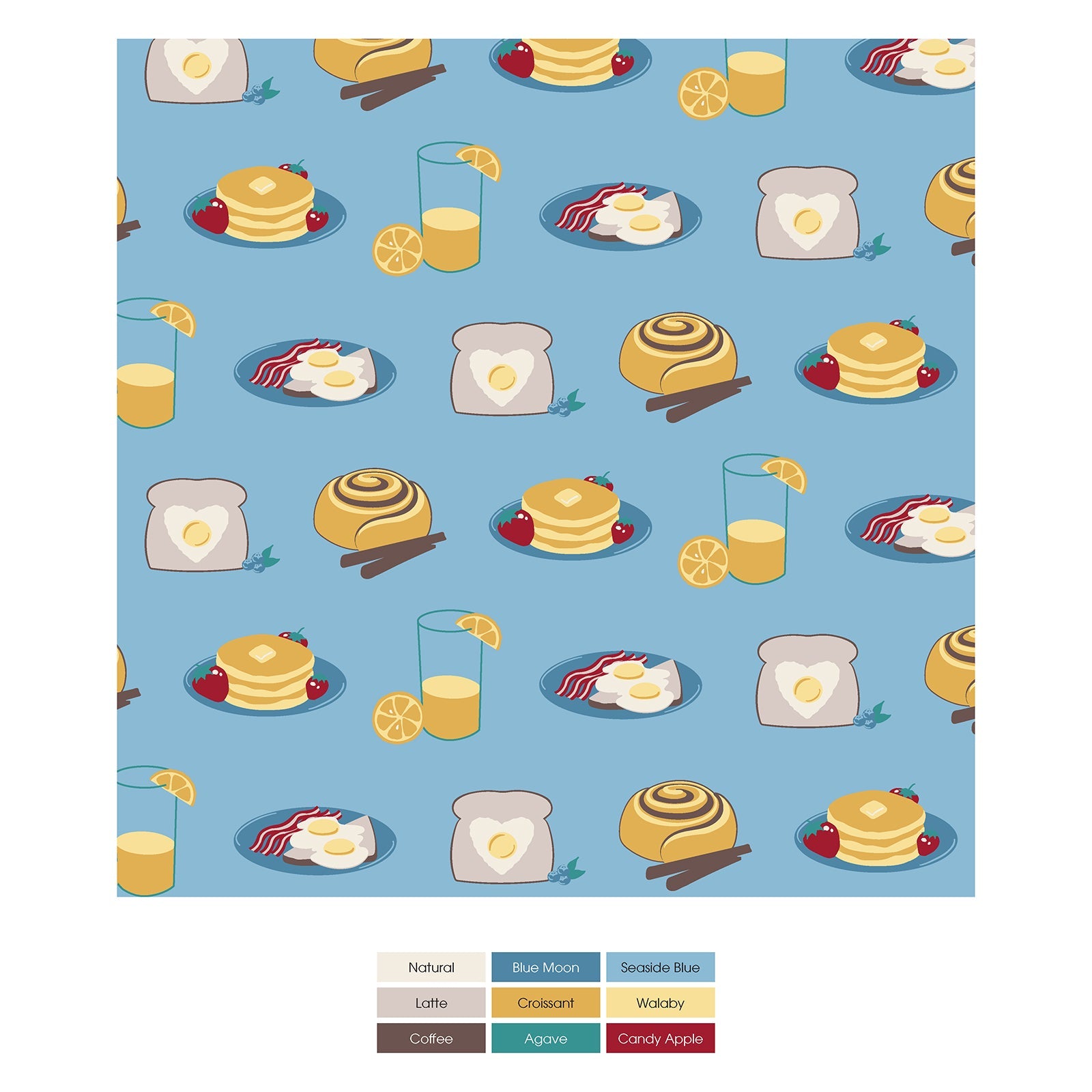 Print Convertible Sleeper with Zipper in Seaside Blue Breakfast in Bed