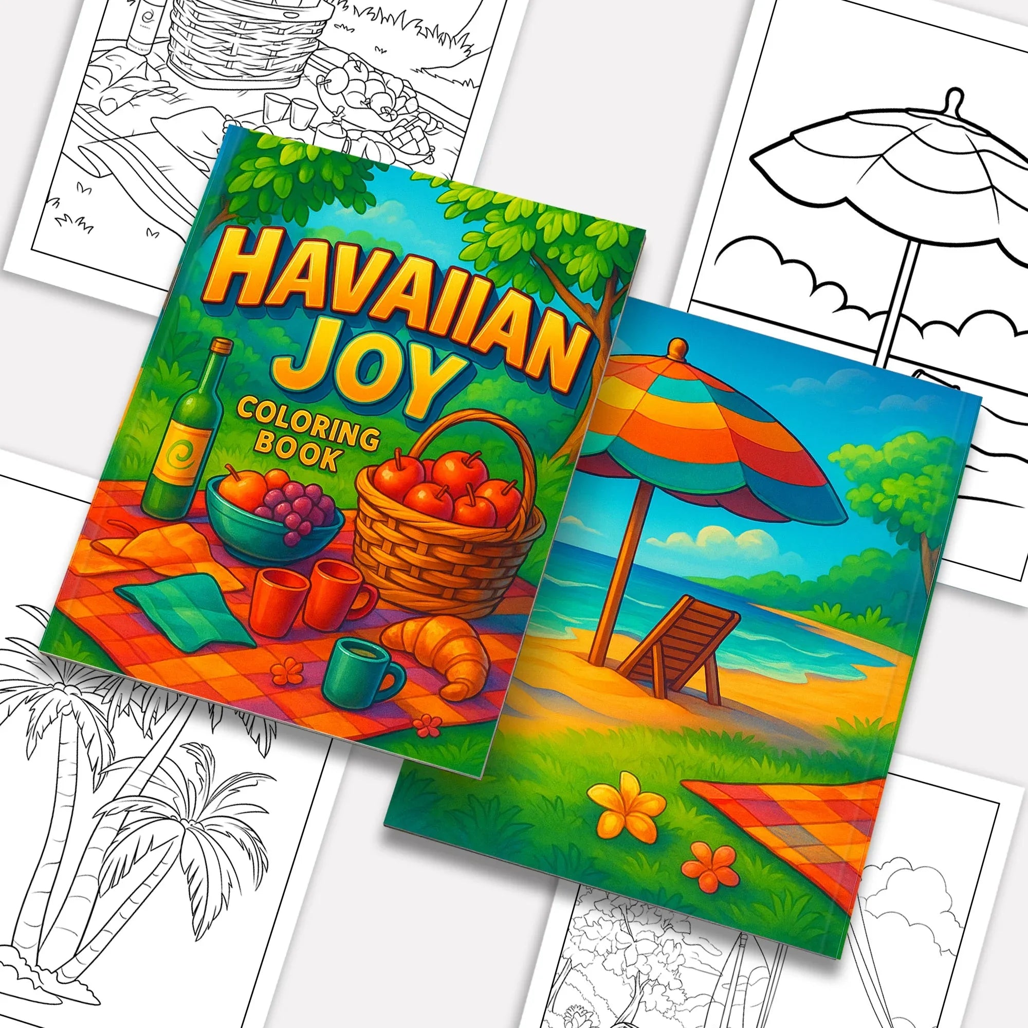Hawaiian Joy Coloring Pages – 48 Fun Tropical Scenes for Kids - BIG FRENCHIES