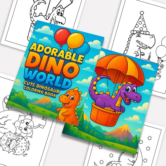 Adorable Dino World – Cute Dinosaur Coloring Pages – 48 Pages – Fun Prehistoric Friends – For Kids - BIG FRENCHIES