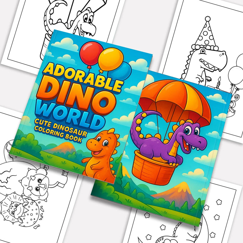Adorable Dino World – Cute Dinosaur Coloring Pages – 48 Pages – Fun Prehistoric Friends – For Kids - BIG FRENCHIES