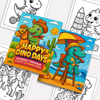Happy Dino Days – Adorable Dinosaur Activity Coloring Pages – 48 Pages – Cute Dino, Outdoor Scenes – For Kids - BIG FRENCHIES