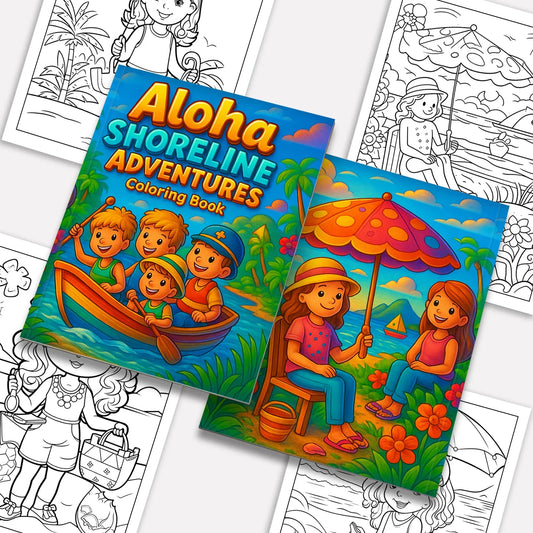 Aloha Shoreline Adventures Coloring Pages – 48 Fun Hawaii Beach Scenes for Kids - BIG FRENCHIES