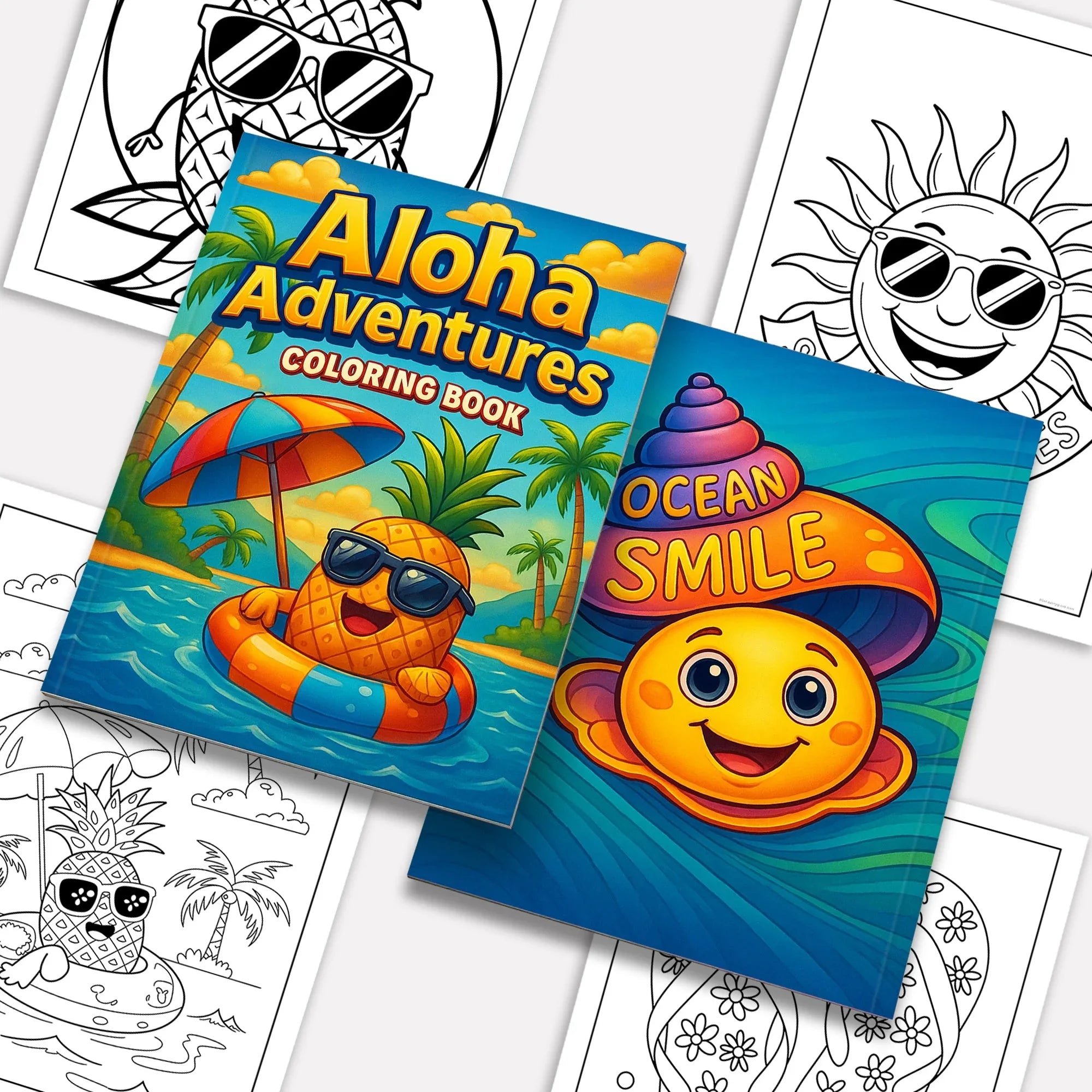 Aloha Adventures Coloring Pages – 48 Cute Beach & Ocean Scenes for Kids - BIG FRENCHIES