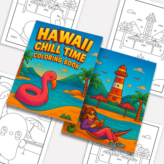 Hawaii Chill Time Coloring Pages – 48 Summer Beach Scenes for Kids - BIG FRENCHIES