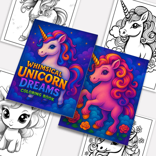 Whimsical Unicorn Dreams Coloring Pages – 48 Cute Fantasy Designs for Kids - BIG FRENCHIES