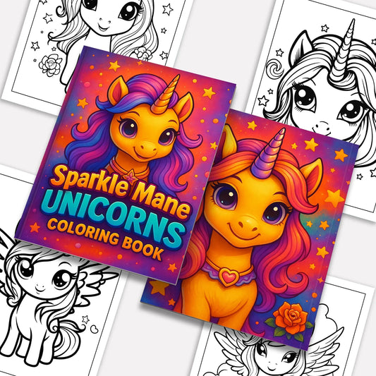 Sparkle Mane Unicorns Coloring Pages – 48 Adorable Kawaii Unicorns for Kids - BIG FRENCHIES