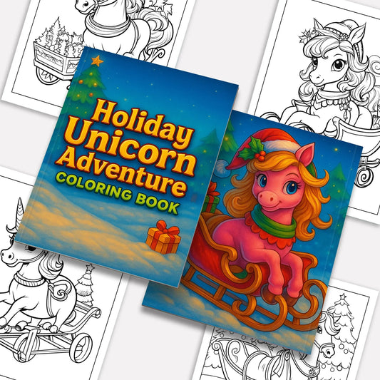Holiday Unicorn Adventure Coloring Pages – 48 Whimsical Winter Fun for Kids - BIG FRENCHIES
