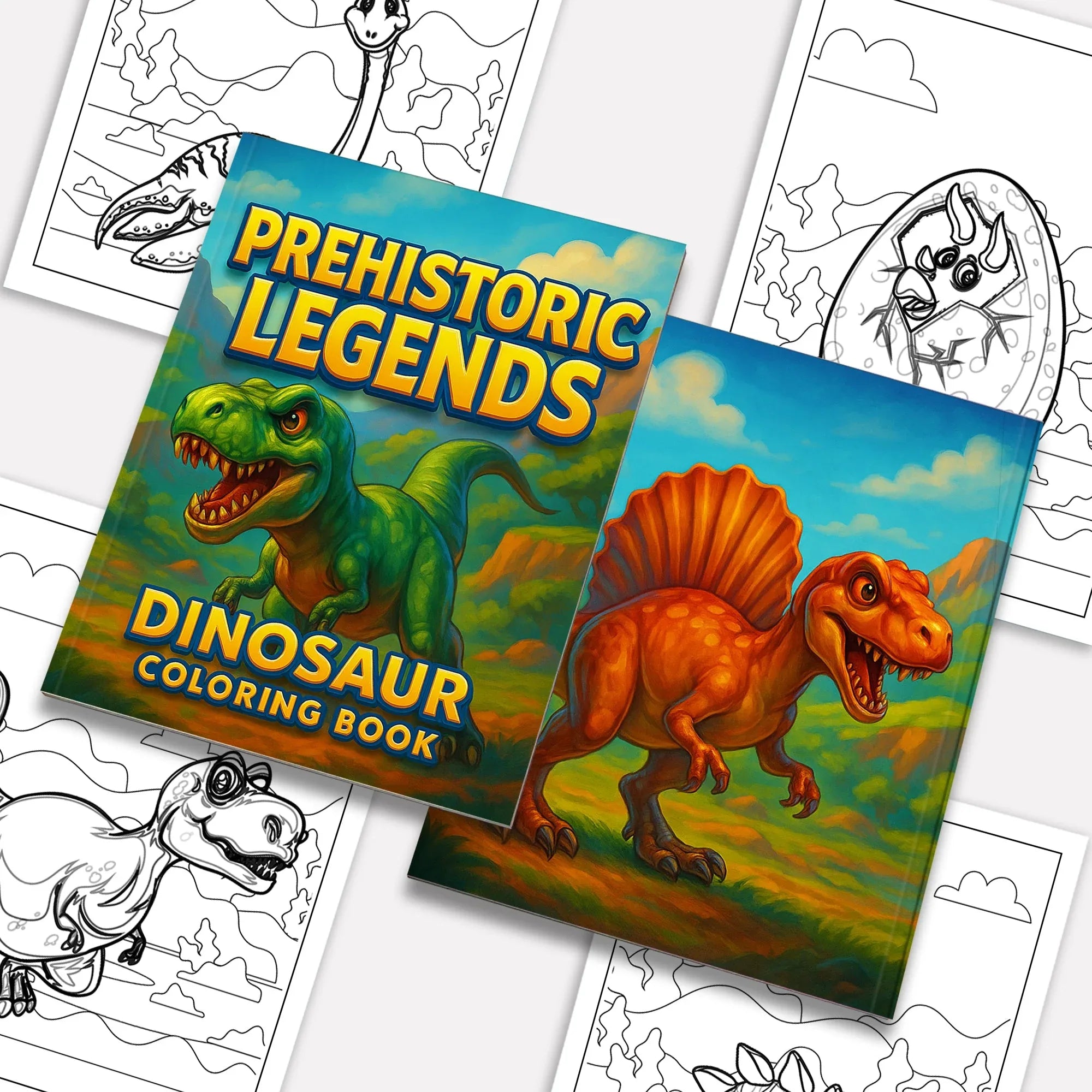 Prehistoric Legends – Dinosaur Coloring Pages – 48 Pages – Fierce Jurassic Creatures – For Kids - BIG FRENCHIES