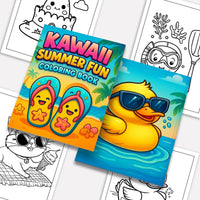 Kawaii Summer Fun Coloring Pages – 48 Pages – Cute Beach, Vacation, and Fun Summer Designs – For Kids - BIG FRENCHIES
