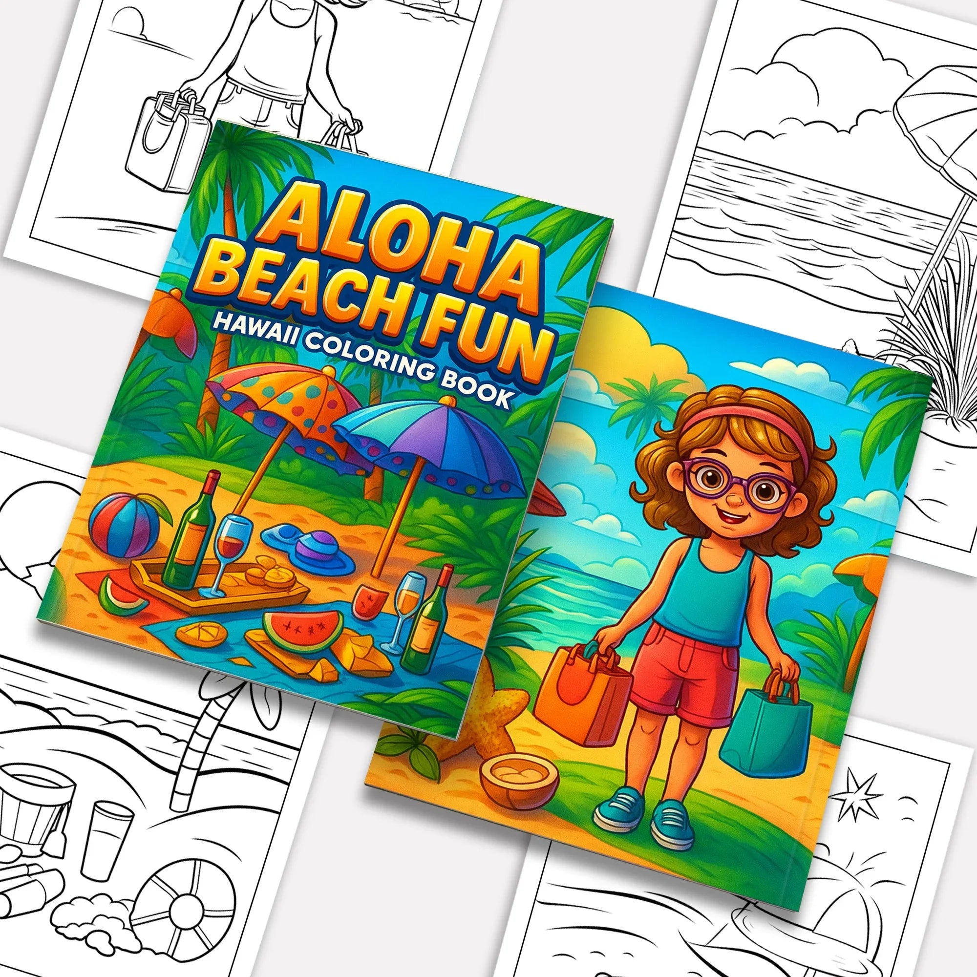 Aloha Beach Fun Coloring Page – 48 Pages – For Kids - BIG FRENCHIES