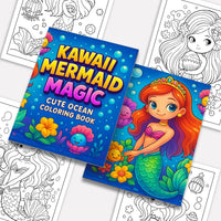 Kawaii Mermaid Magic Coloring Pages – 48 Pages – Cute Ocean, Mermaid, and Sea Life Designs – For Kids - BIG FRENCHIES
