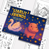 Starlit Friends Coloring Pages – 48 Pages – Cute Night Animals – For Kids - BIG FRENCHIES